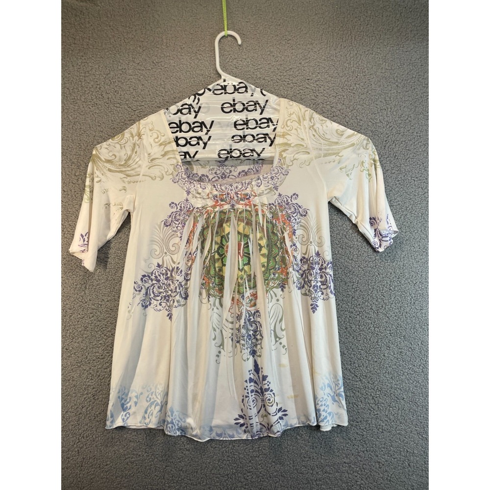 Simply Irresistible Women's‎ Short Sleeve Blouse Top Boho Size L